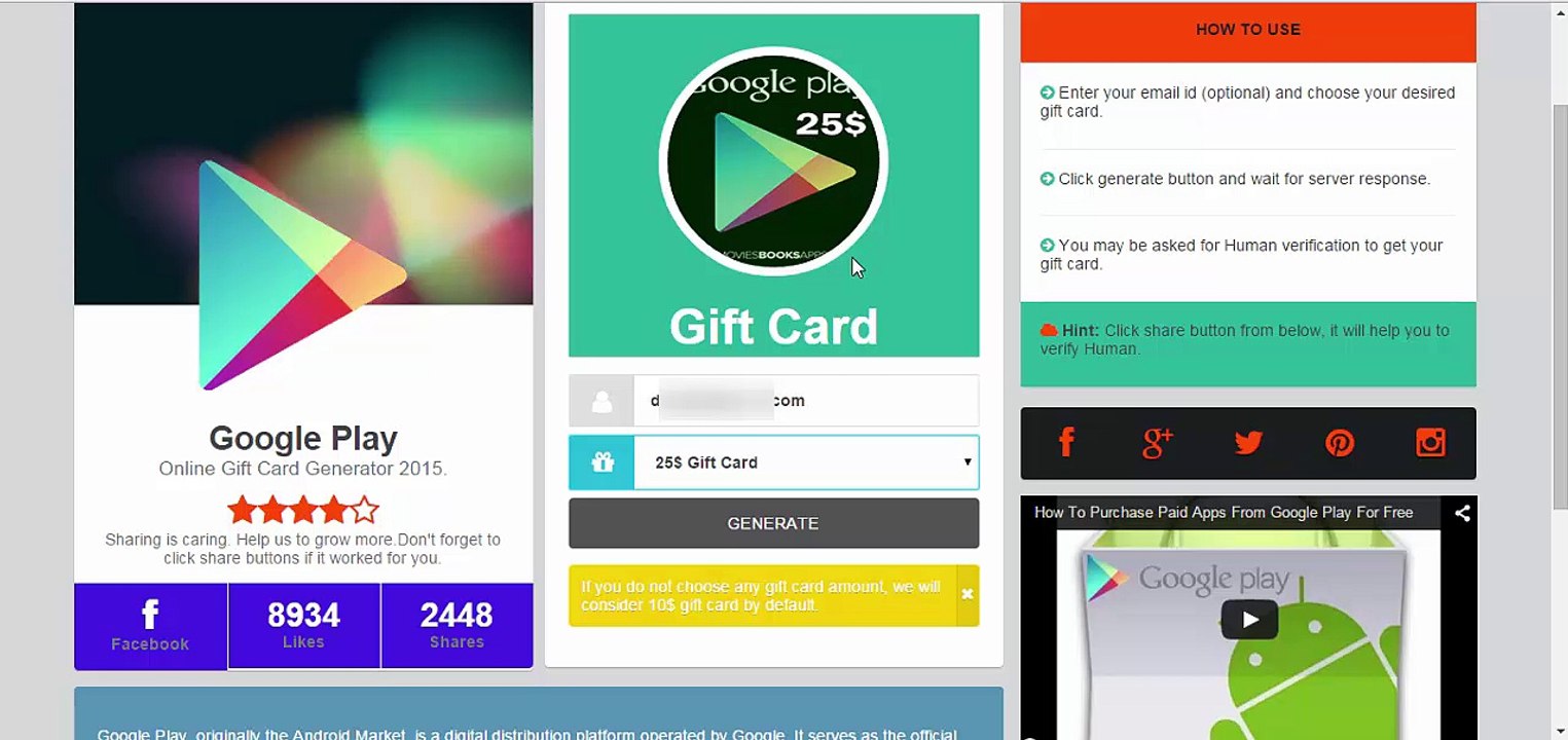 Free Google play gift card or promo codes Those Work
