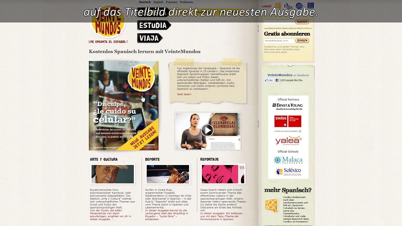 Spanisch lernen online kostenlos mit VeinteMundos