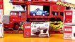 Disney Pixar Cars Fire Rescue Squad Mack Hauler With Tomy Lightning McQueen Mater Police Sally