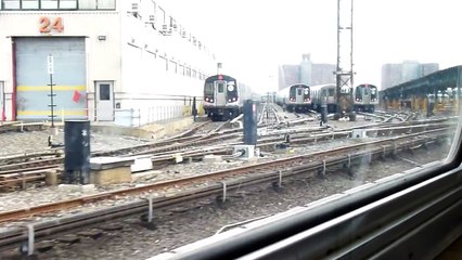 R46 L, R44 orange S, & R160 A train in Coney Island Yard