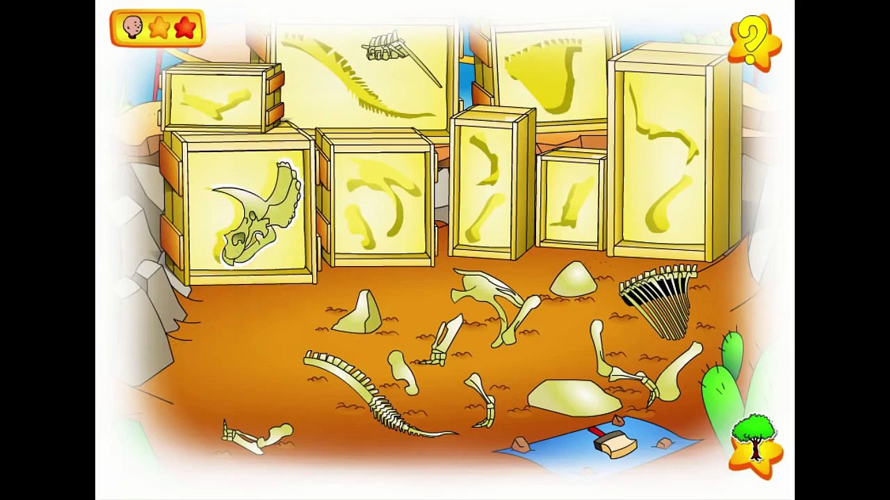 Caillou Dinosaur Digging Cartoon Animation PBS Kids Game Play Walkthrough