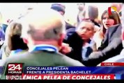 Chile: concejales se agarran a golpes frente a presidenta Bachelet