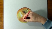 Drawing time lapse shiny apple hyperrealistic art 2