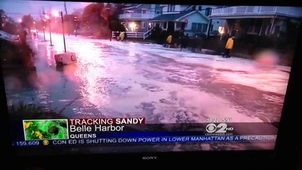 Belle Harbor flooded Reporter knocked over Hurricane Sandy October 2012