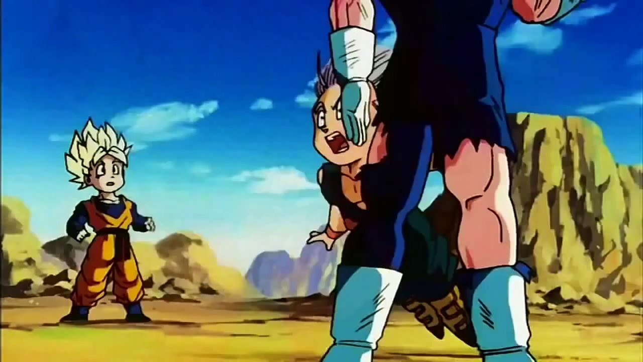 DBZ Vegeta Hugs His Son And Hits Trunks & Goten After That! video
