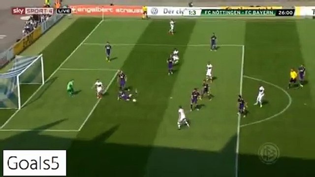 Robert Lewandowski Goal FC Nottingen 1 - 3 Bayern DFB Pokal 9-8-2015