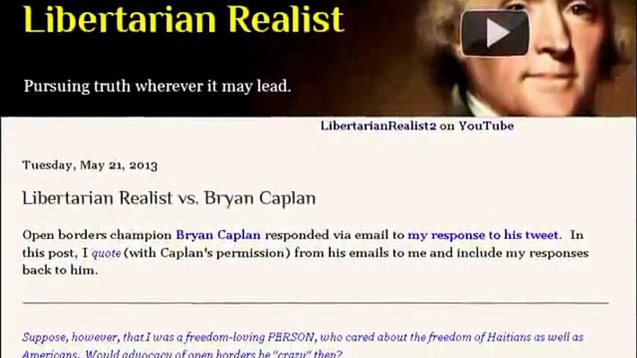 Libertarian Realist vs. Bryan Caplan