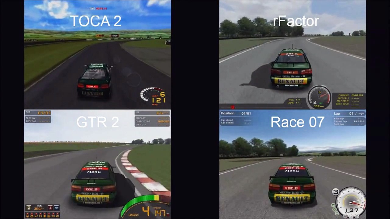 TOCA 2 vs rFactor vs GTR 2 vs Race 07 - 1998 BTCC Laguna @ Snetterton