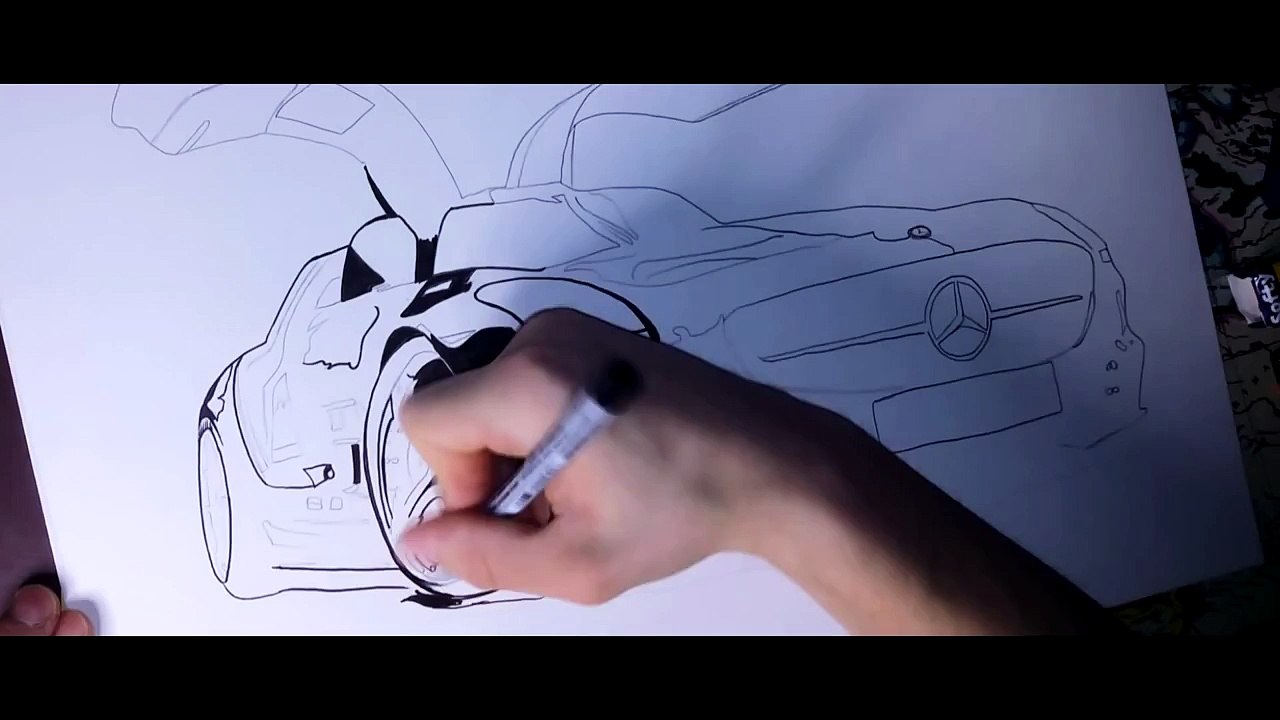 HOW TO DRAW A CAR - MERCEDES-BENZ SLS AMG ᴴᴰ