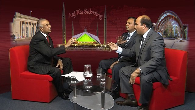 Jawaid Qazi with Aslam Buhtta(PTI) Mian Mohammad Saddique (PMLN)in Aaj Ka Sabrang on Sheffieldlive TV S.YorkshireUK
