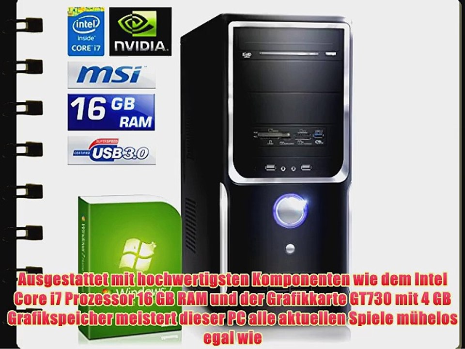 CSL Speed H4718 inkl. Windows 7 - Intel Core i7-4790 4x 3600MHz 16GB RAM 1000GB HDD GeForce