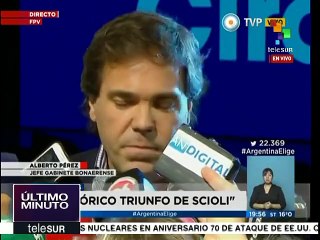 Argentina: Alberto Pérez saluda triunfo de Scioli-Zannini