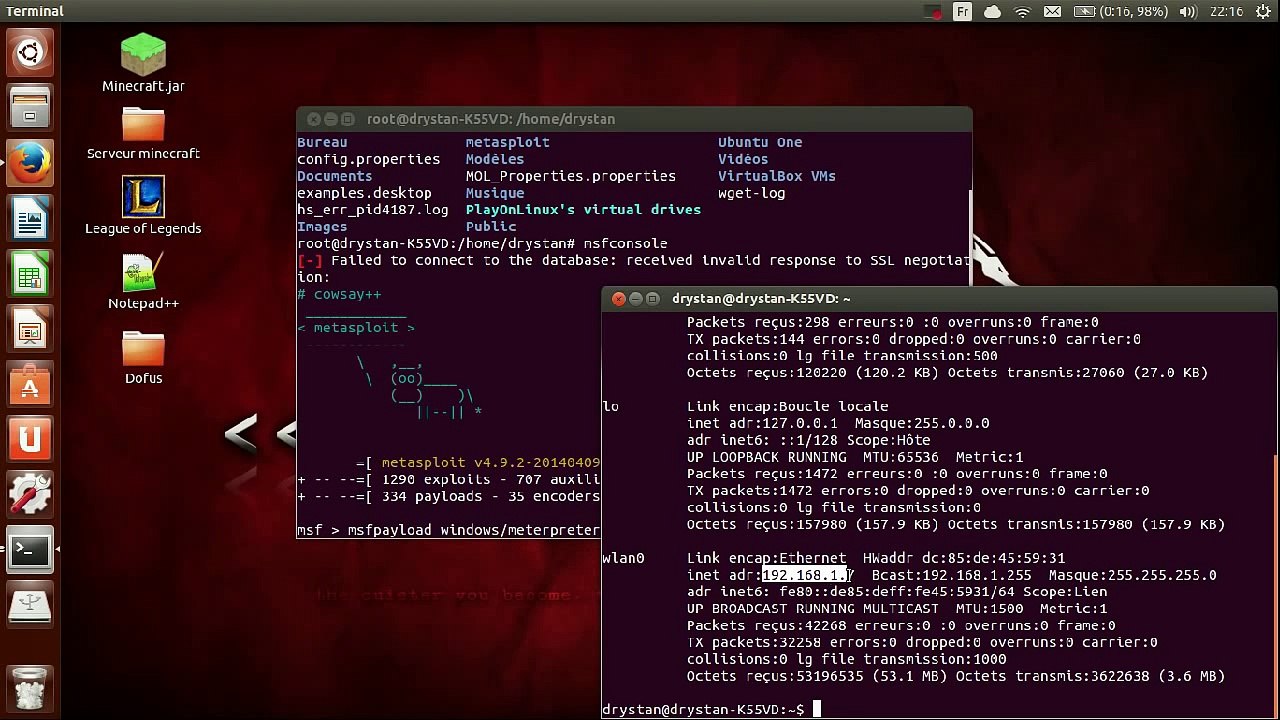 Pirater un ordinateur à distance avec metasploit sous ubuntu