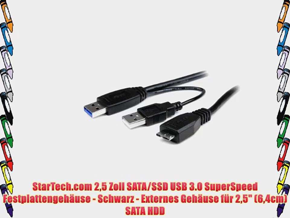 StarTech.com 25 Zoll SATA/SSD USB 3.0 SuperSpeed Festplattengeh?use - Schwarz - Externes Geh?use