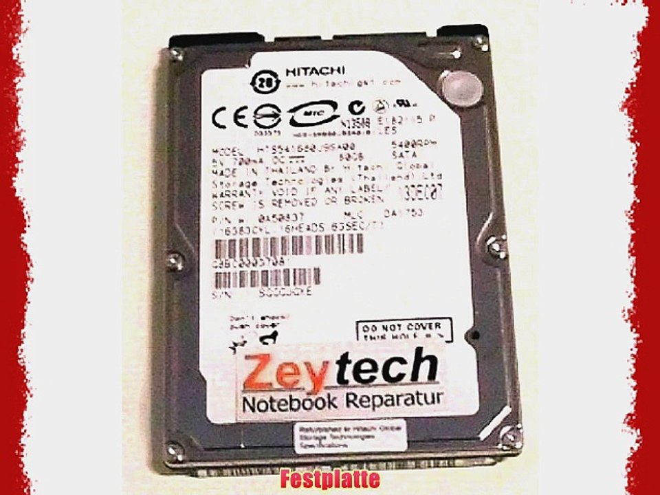 Hitachi 80 GB SATA 25 Notebook Festplatte HTS541680J9SA00 K000043650 NEU