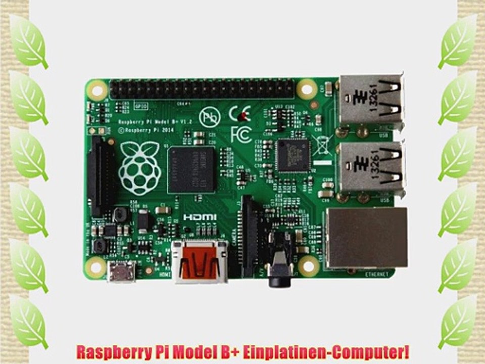 Raspberry Pi Model B  Mainboard (GPIO polig MicroSD Speicherkartenslot HDMI 4x USB 2.0)