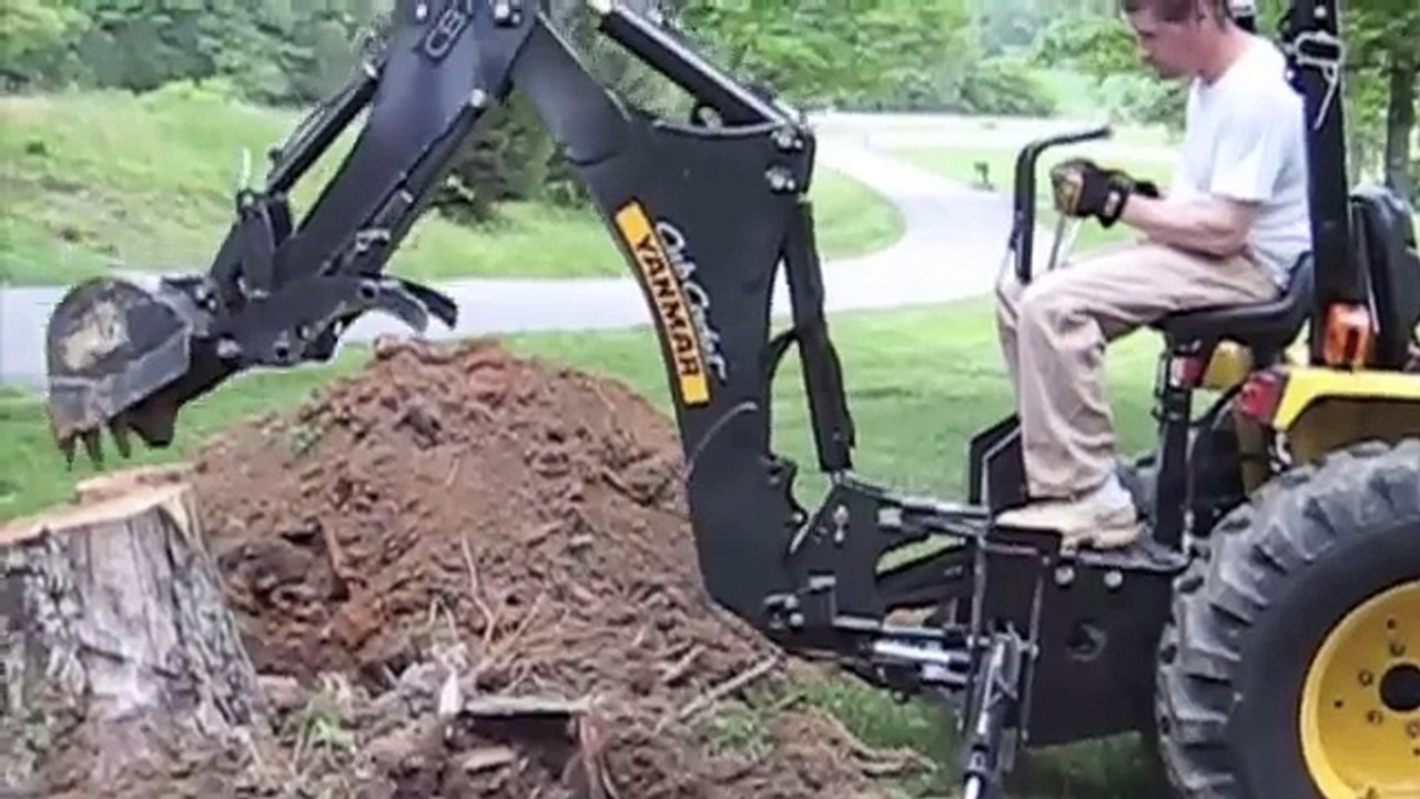 Cub Cadet Yanmar EX3200 Backhoe digging stump video Dailymotion