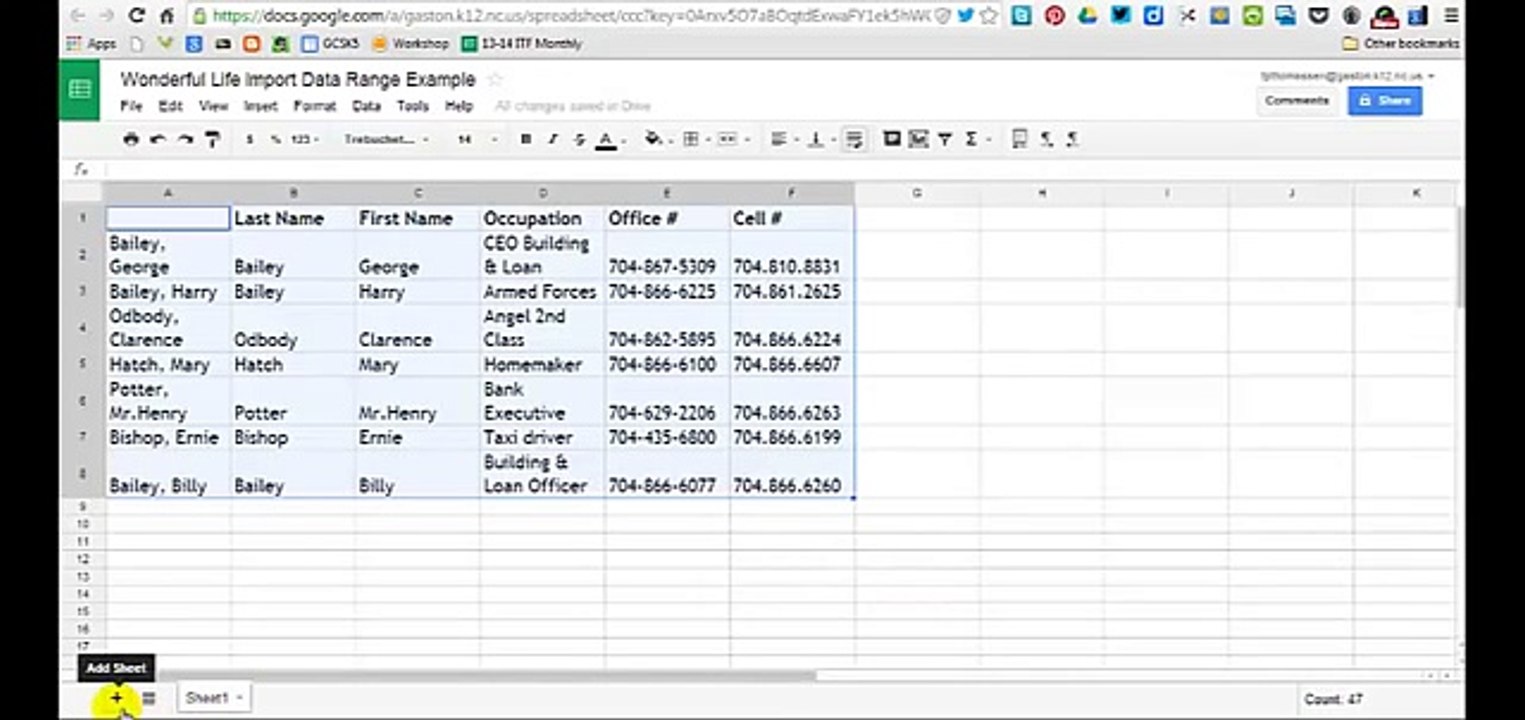 Google Sheets Import Range