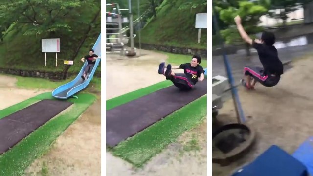 Ne jamais utiliser ce toboggan géant quand il pleut