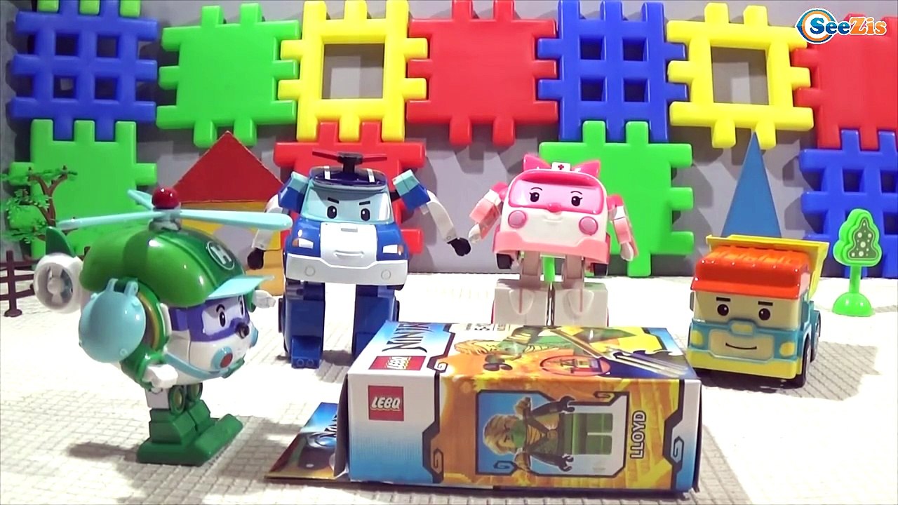 Машинки мультфильм для детей - Робокар Поли и Ниндзяго на детской Площадке Robocar Poli &  Ninjago.