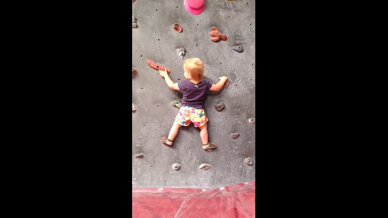 Baby climbing indoors