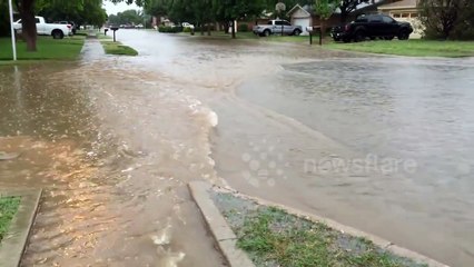 Flooded  street in Lubbock, Texas
