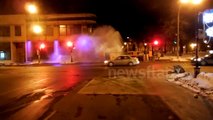 Burst pipe erupts on Montreal street