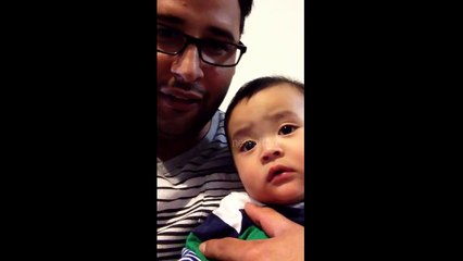 'Sweetheart baby' cries in unison with dad