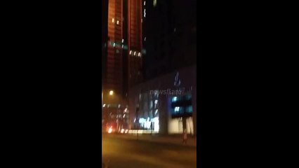 Dubai torch tower on fire