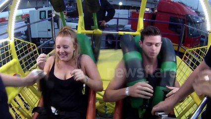 Girl passes out on slingshot ride