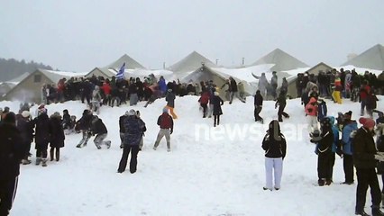 Massive snowball fight at Boston College