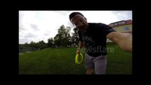 Frisbee hits GoPro from 30 yards away