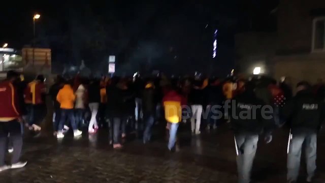 Galatasaray fans set off fireworks and flares before Champions League match