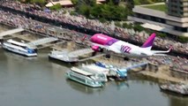Wizzair Airbus A320 lowpass over the river Danube