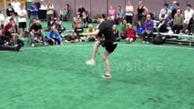 Incredible hacky-sack routine
