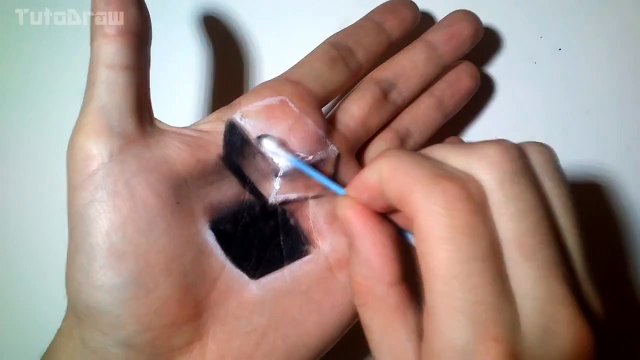 Illusion optique, un trou dans la main 3D
