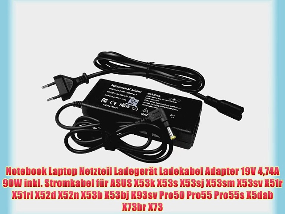 Notebook Laptop Netzteil Ladeger?t Ladekabel Adapter 19V 474A 90W inkl. Stromkabel f?r ASUS