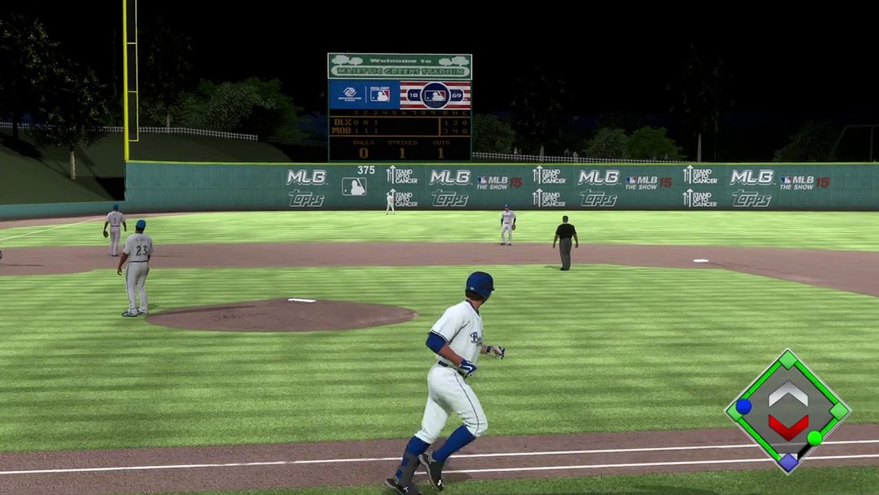 Over the scoreboard in left