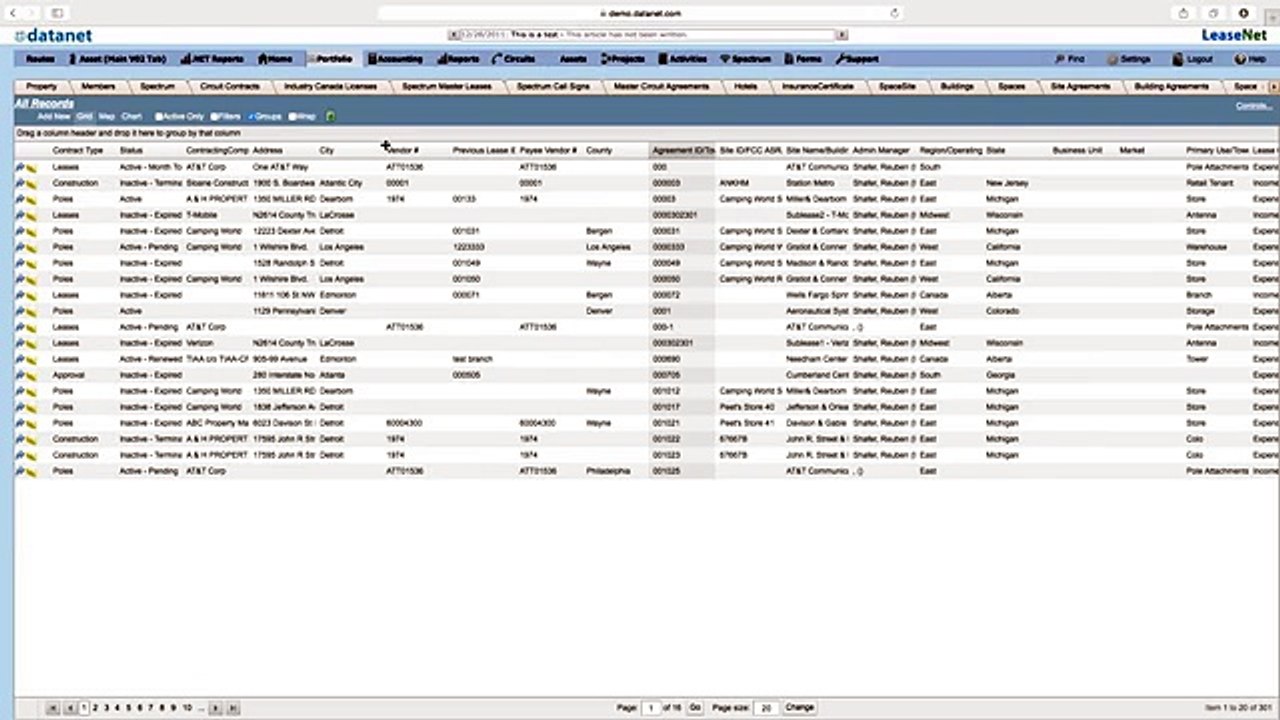 ContractNet and LeaseNet Application's Portfolio Functions: Groups, Filter, & Maps