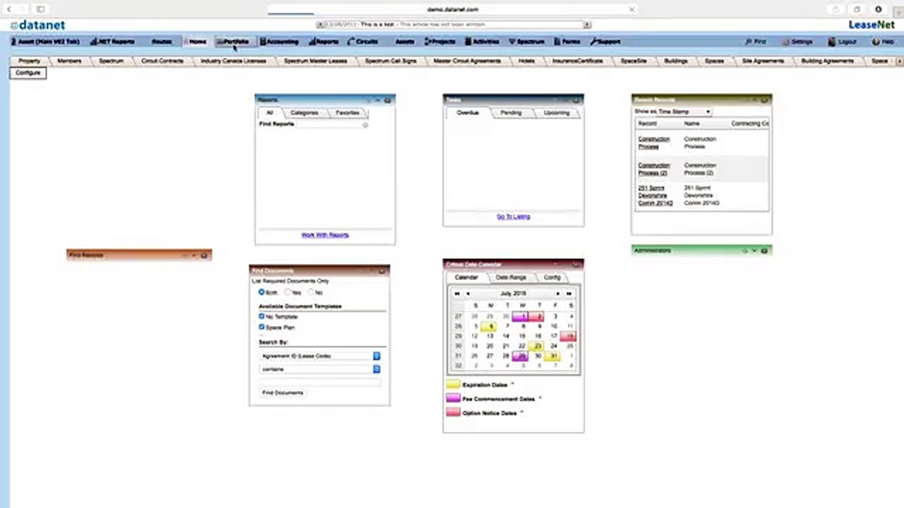 ContractNet/LeaseNet Application - Changing Portfolio Layout