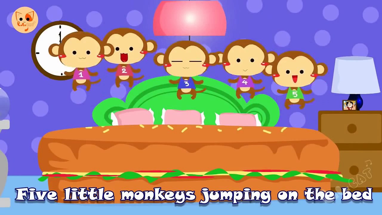 Five Little Monkeys Jumping On The Bed | Children Nursery Rhyme | Songs ...