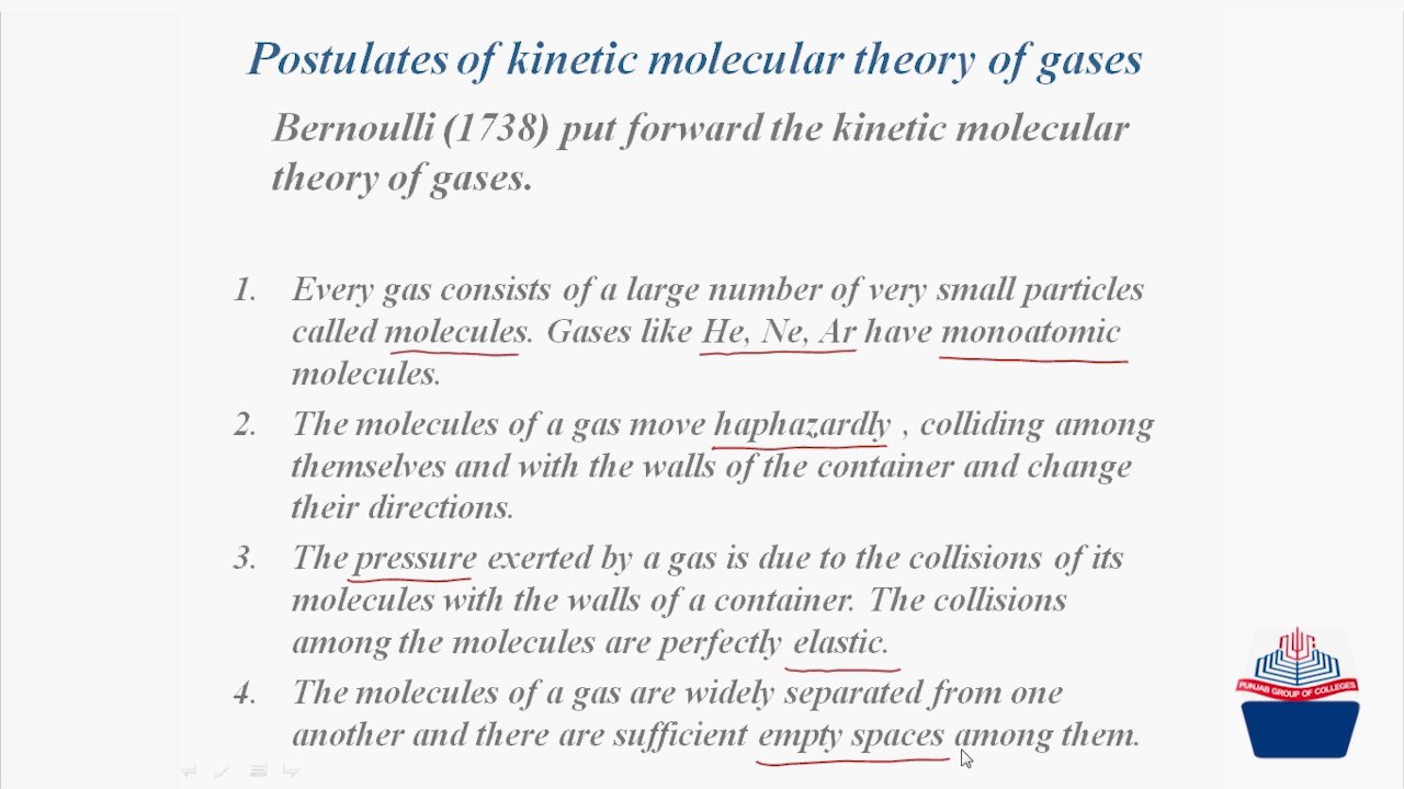Postulates of molecular theory of gases video Dailymotion