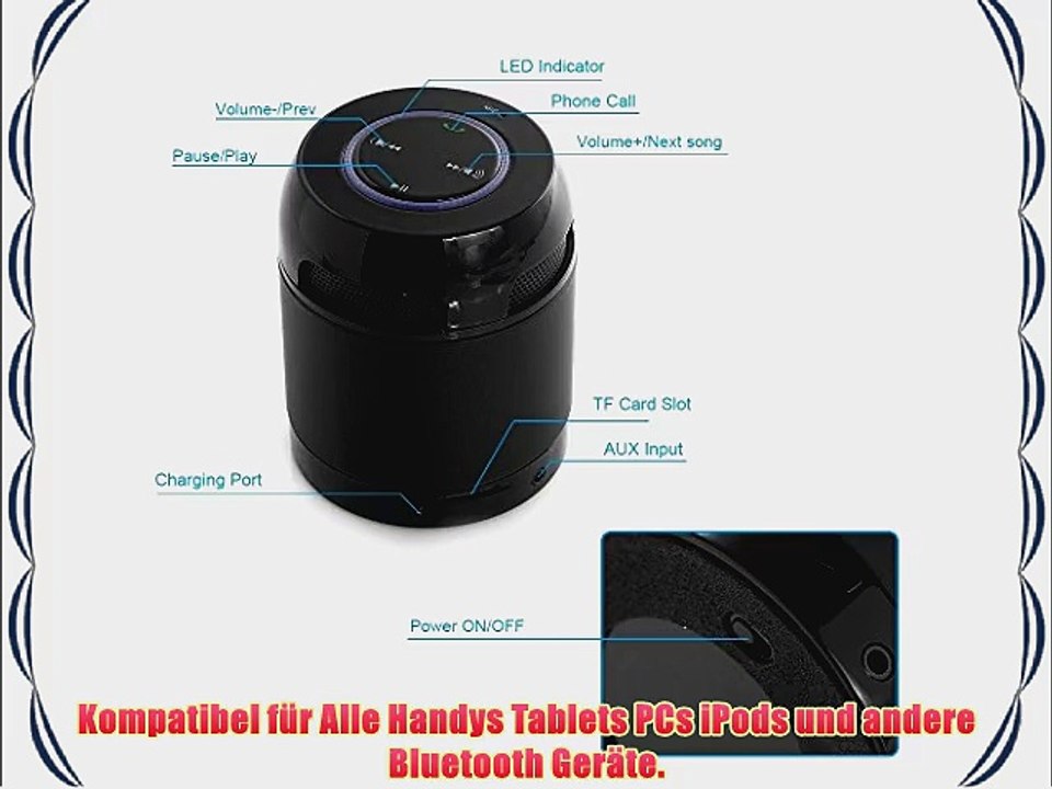 Poweradd Aufladbarer Bluetooth Lautsprecher Tragbarer Wireless Bluetooth Boxen mit FreisprecheinrichtungDrahtlose