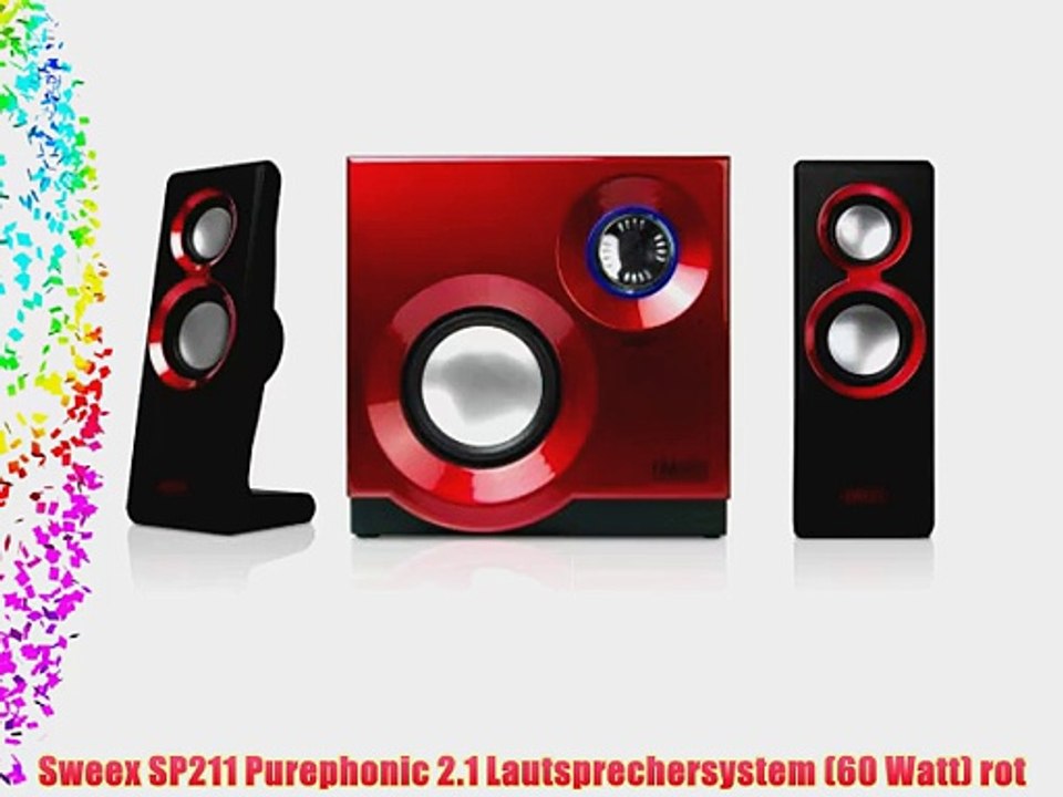Sweex SP211 Purephonic 2.1 Lautsprechersystem (60 Watt) rot