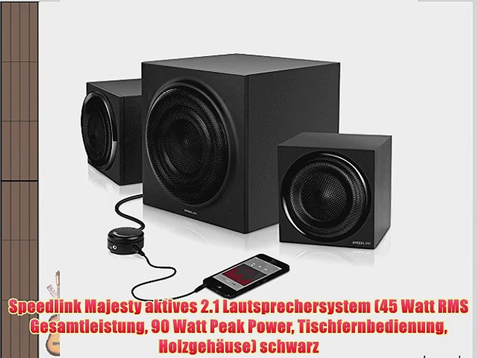 Speedlink Majesty aktives 2.1 Lautsprechersystem (45 Watt RMS Gesamtleistung 90 Watt Peak Power