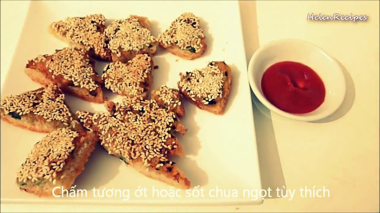Banh mi chien tom - Shrimp toast (Christmas recipe)