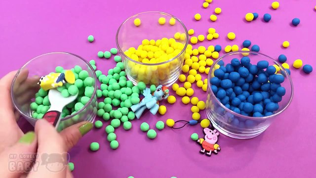 Learn Colors Play Doh Dippin Dots Surprise Toys Spongebob Peppa Pig!