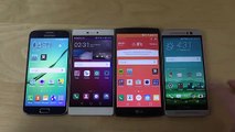 Samsung Galaxy S6 vs  Huawei P8 vs  LG G4 vs  HTC One M9   Benchmark Speed Test! 4K