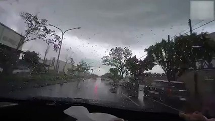 Car Disappeared in wind storm in Taiwan