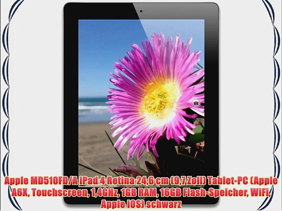 Apple MD510FD/A iPad 4 Retina 246 cm (97 Zoll) Tablet-PC (Apple A6X Touchscreen 14GHz 1GB RAM